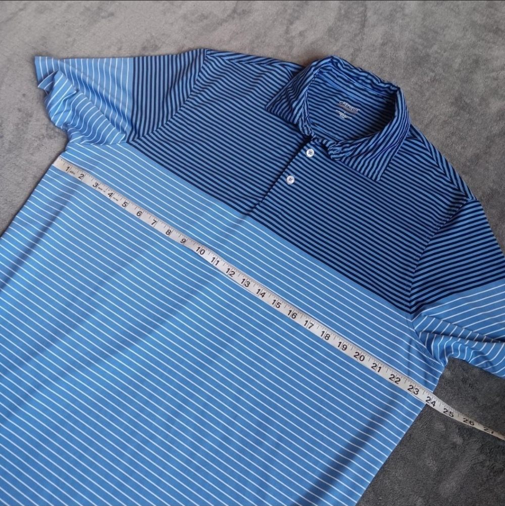 Cremieux Performance Polo Shirt Mens Large Blue Stripe Active Wear Golf Casual - Picture 3 of 9